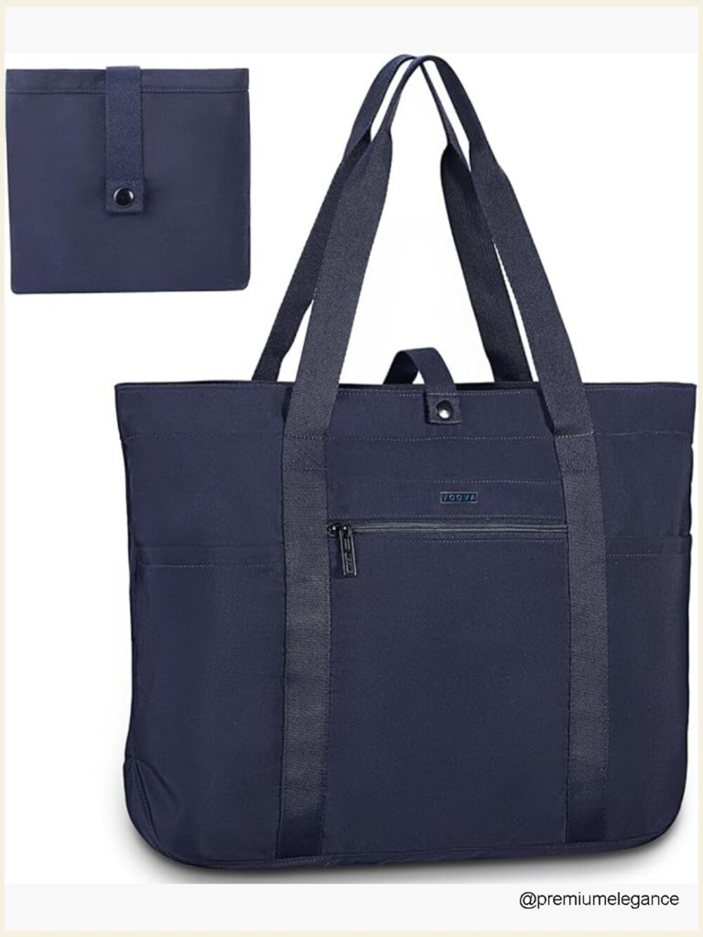 Large Foldable Tote with Zipper, Lightweight Waterproof Work Travel Beach